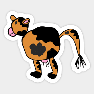 Kids Brown Cow Drawing Sticker